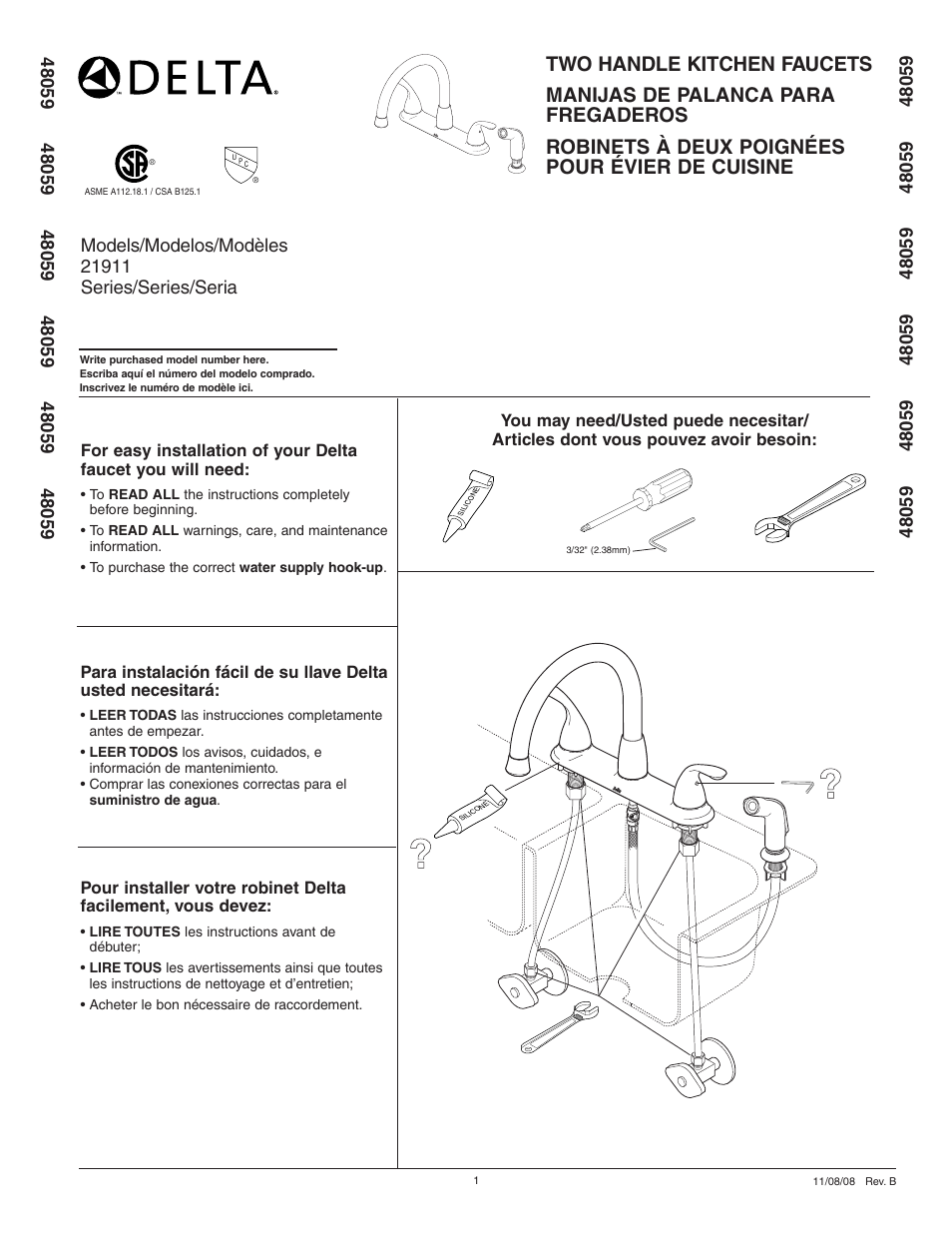 Delta 21911 Series User Manual | 6 pages