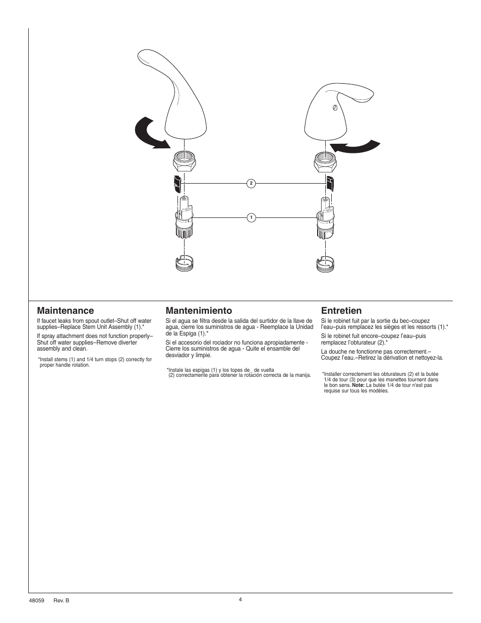 Entretien, Mantenimiento, Maintenance | Delta 21911 Series User Manual | Page 4 / 6