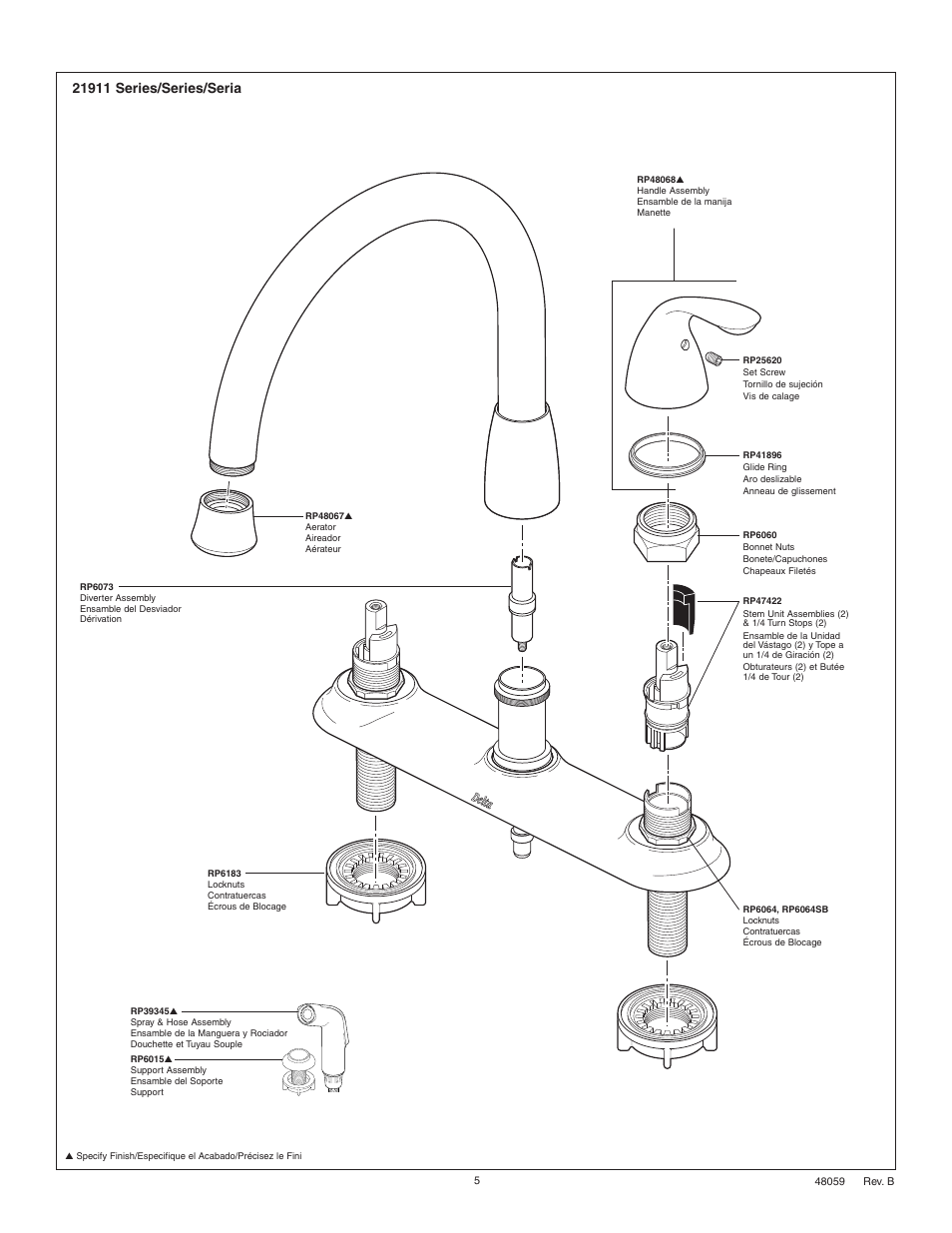 Rp6015 spray support | Delta 21911 Series User Manual | Page 5 / 6