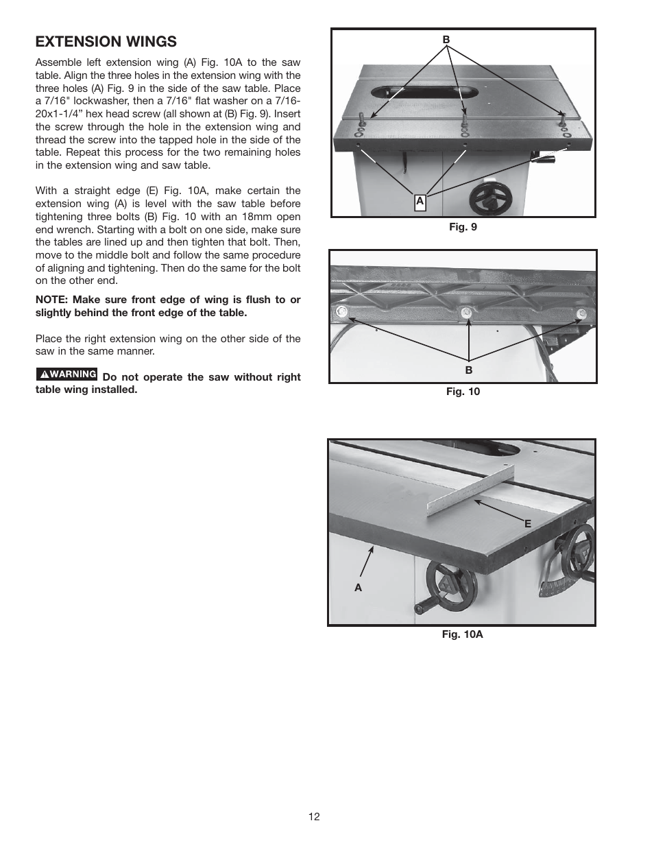 Extension wings | Delta 36-714 User Manual | Page 12 / 33