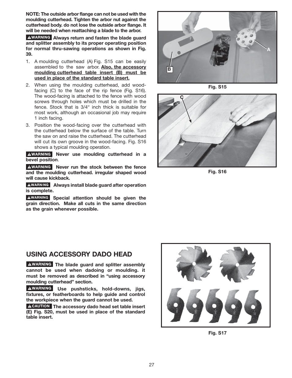 Using accessory dado head | Delta 36-714 User Manual | Page 27 / 33