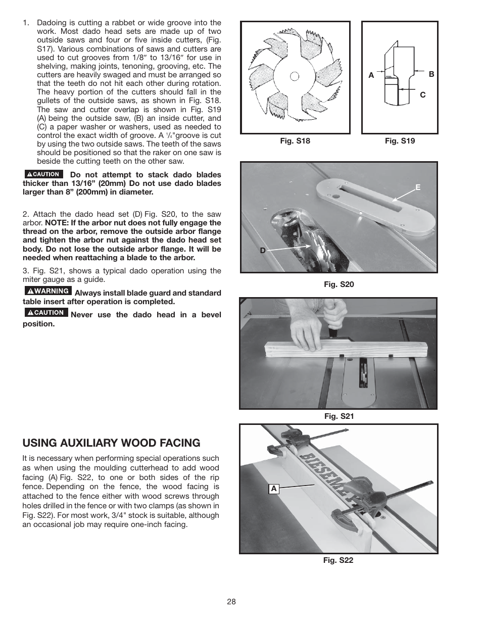 Using auxiliary wood facing | Delta 36-714 User Manual | Page 28 / 33