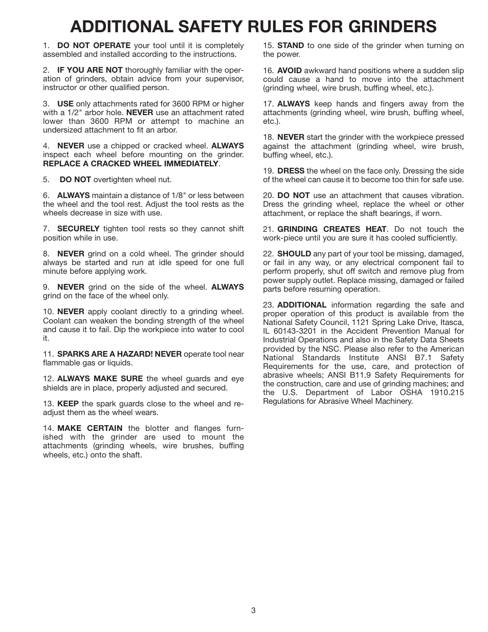 Additional safety rules for grinders | Delta 23-655 User Manual | Page 3 / 9