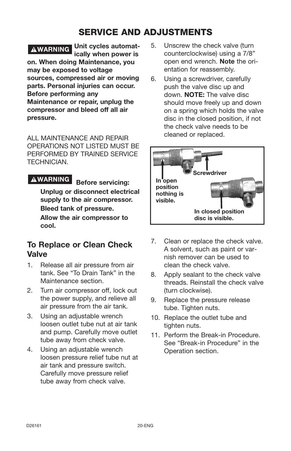 Service and adjustments | Delta DLKC6580V2-1 User Manual | Page 20 / 30