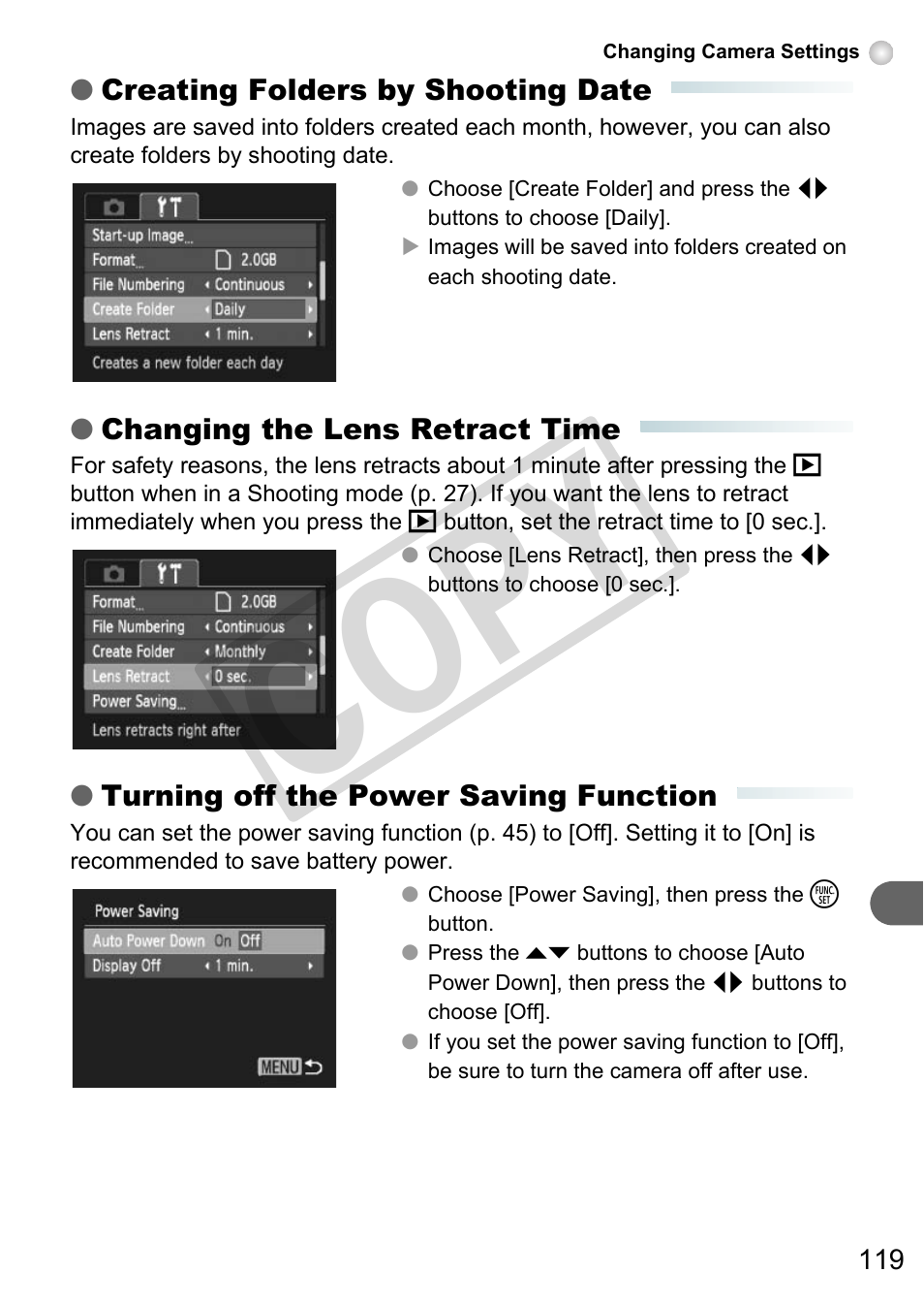 On (p. 119), Co py | Canon A3000 IS User Manual | Page 119 / 148