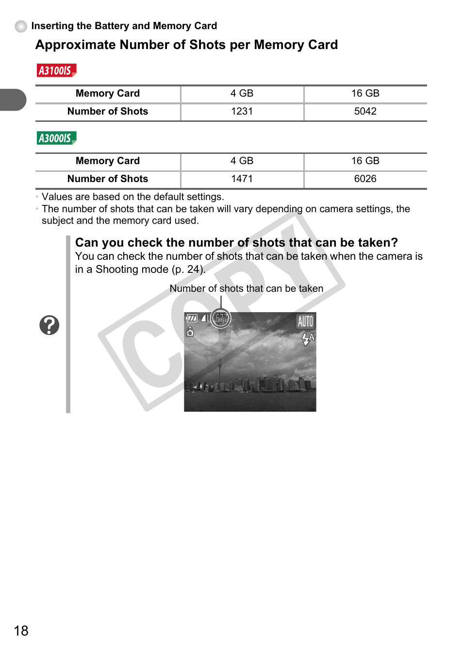 Co py | Canon A3000 IS User Manual | Page 18 / 148