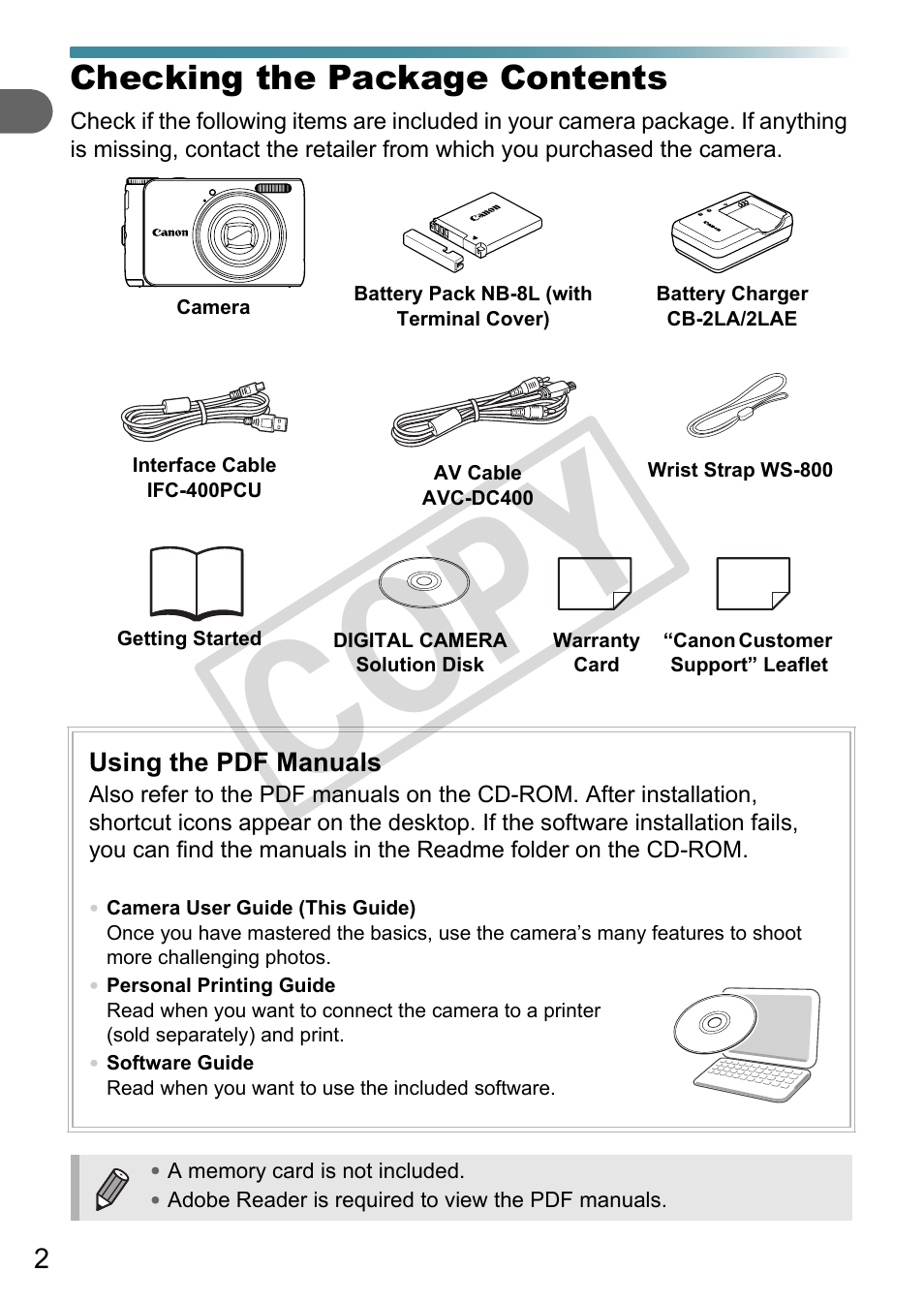 Co py | Canon A3000 IS User Manual | Page 2 / 148