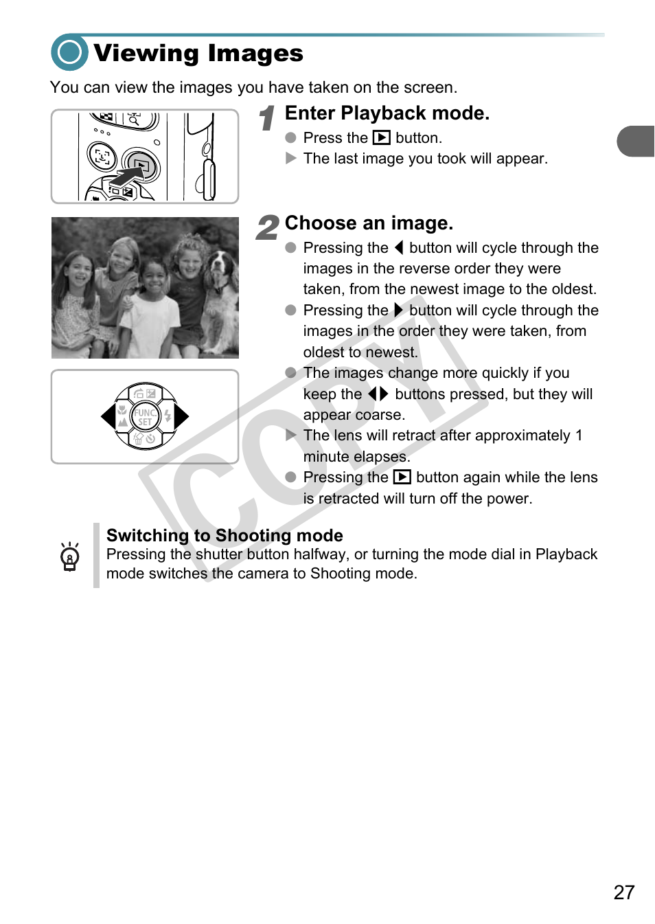 Viewing images, Co py | Canon A3000 IS User Manual | Page 27 / 148