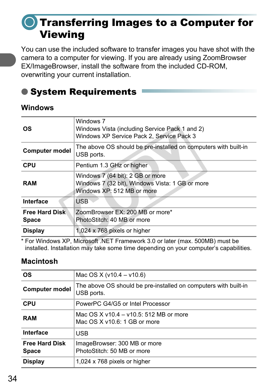 Transferring images to a computer for viewing, Co py | Canon A3000 IS User Manual | Page 34 / 148