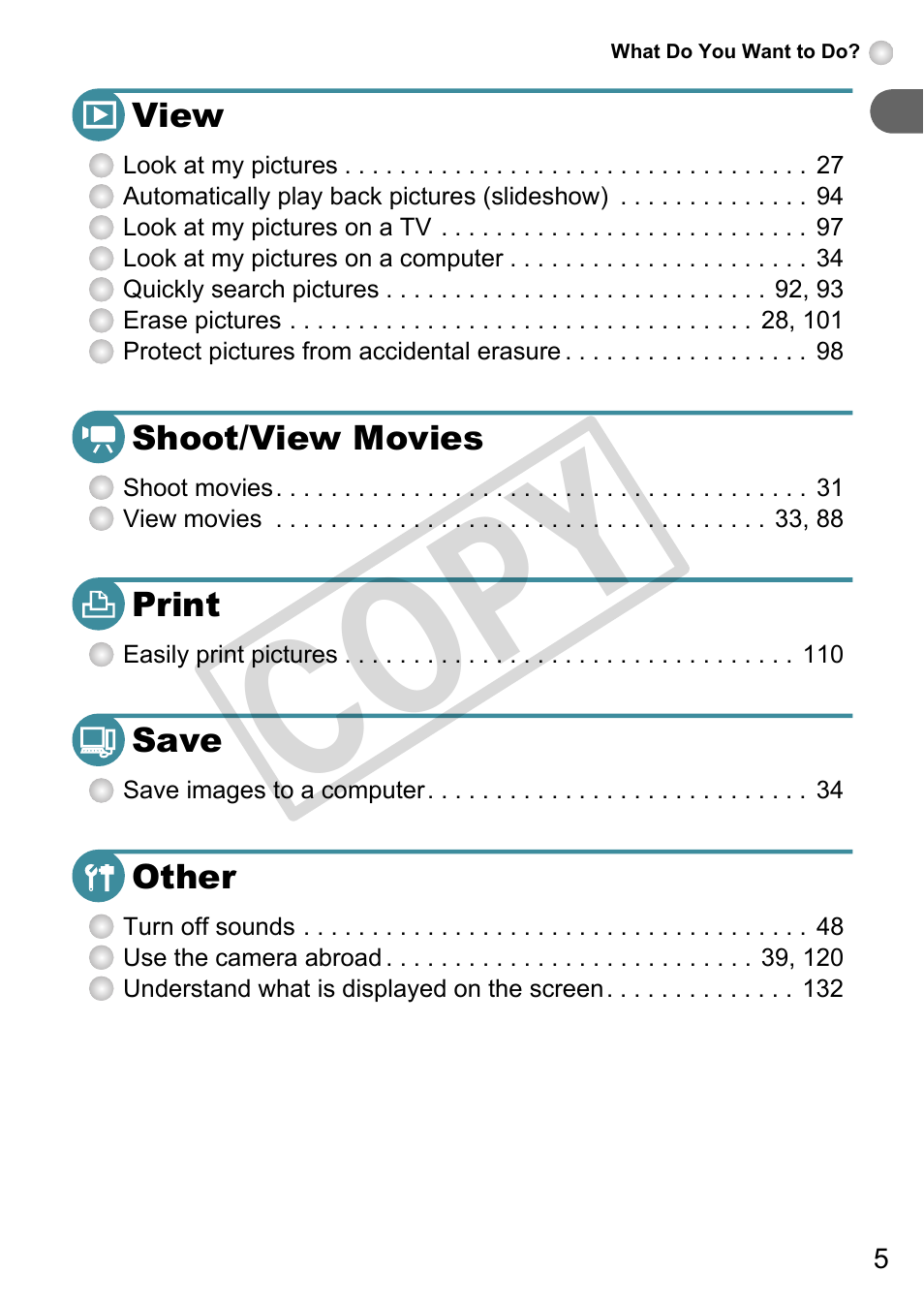 Co py | Canon A3000 IS User Manual | Page 5 / 148