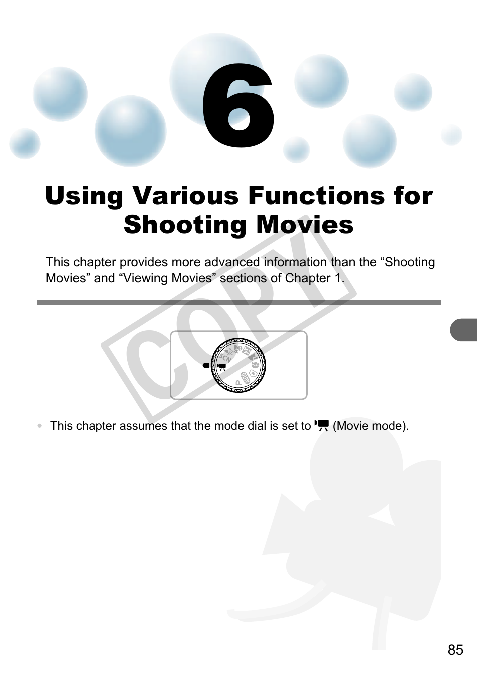 Using various functions for shooting movies, Co py | Canon A3000 IS User Manual | Page 85 / 148