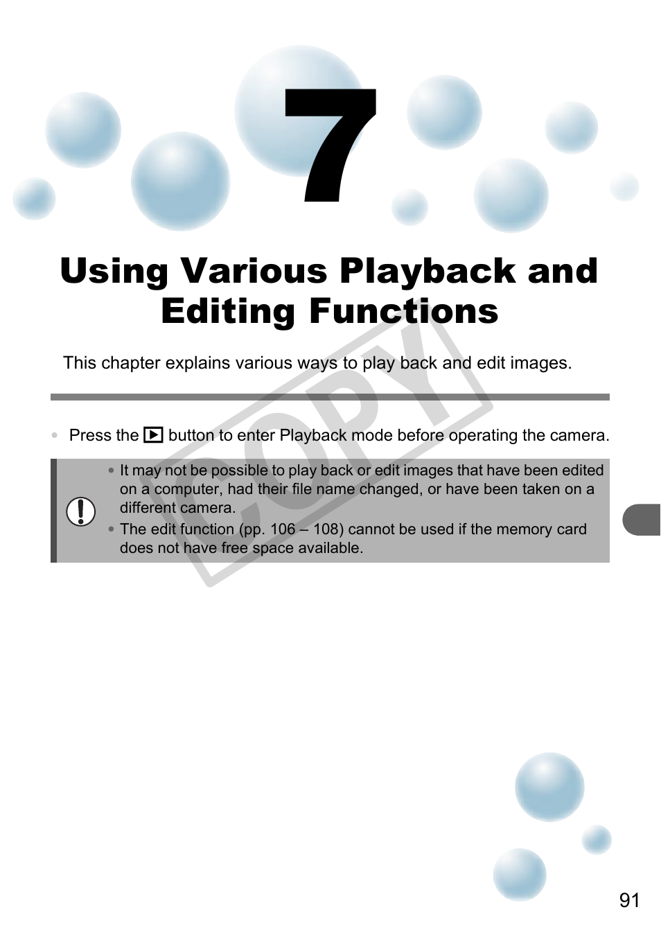 Using various playback and editing functions, C o py | Canon A3000 IS User Manual | Page 91 / 148