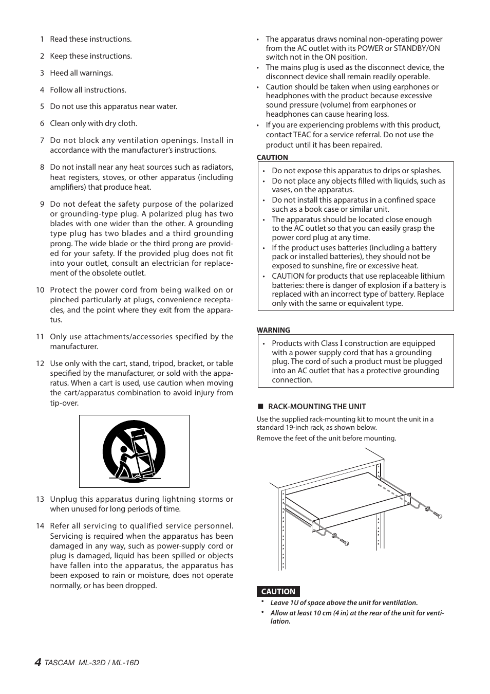 Tascam ML-32D Dante / Analog Converter User Manual | Page 4 / 72