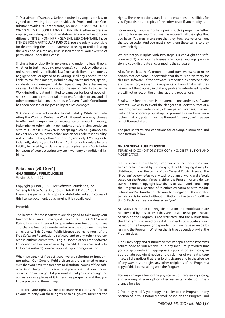 Tascam ML-32D Dante / Analog Converter User Manual | Page 67 / 72