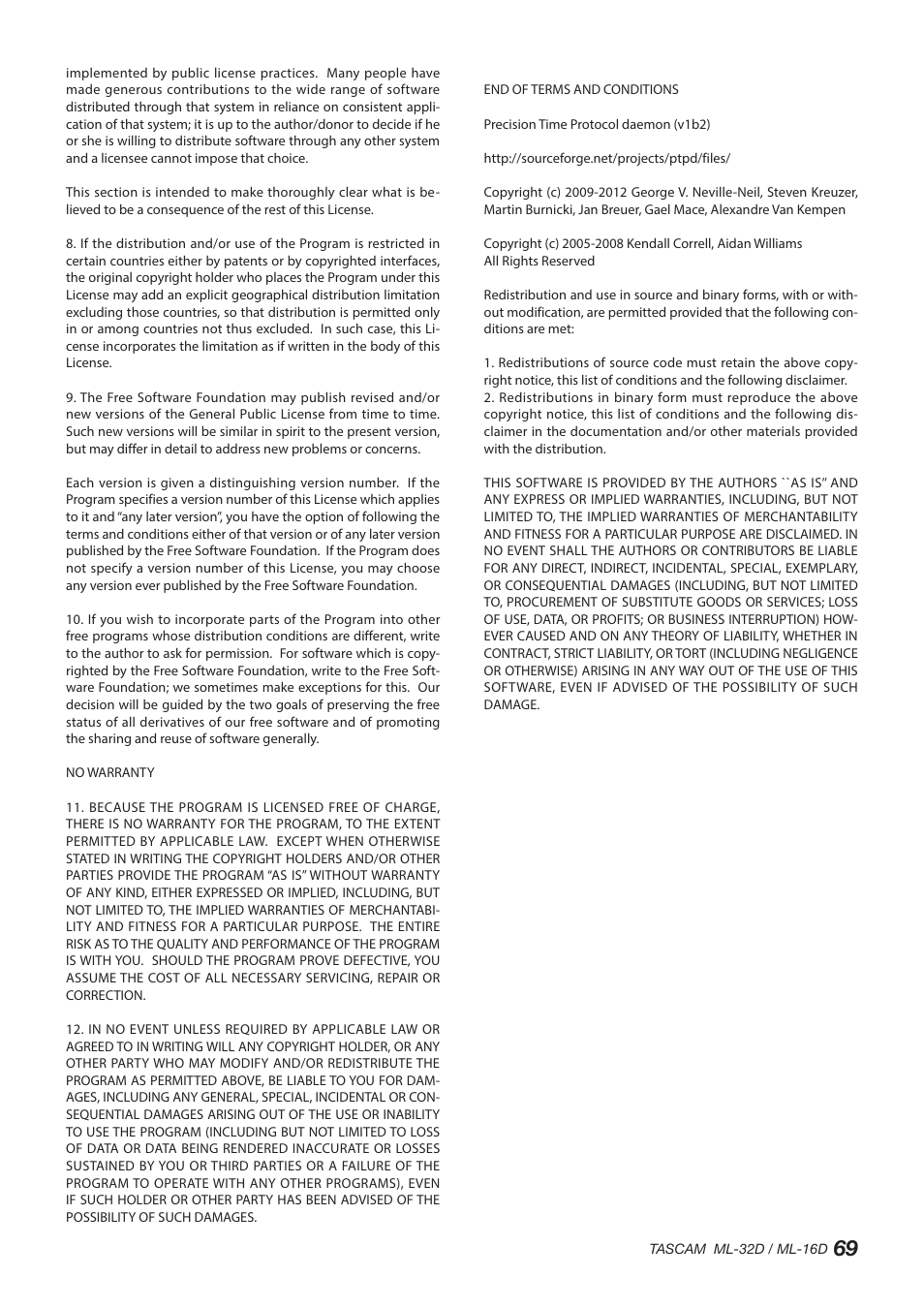 Tascam ML-32D Dante / Analog Converter User Manual | Page 69 / 72