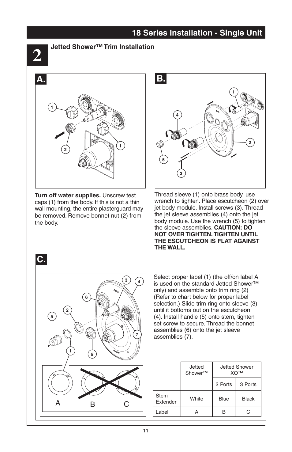 18 series installation - single unit, Ab c | Delta 48313 User Manual | Page 13 / 78