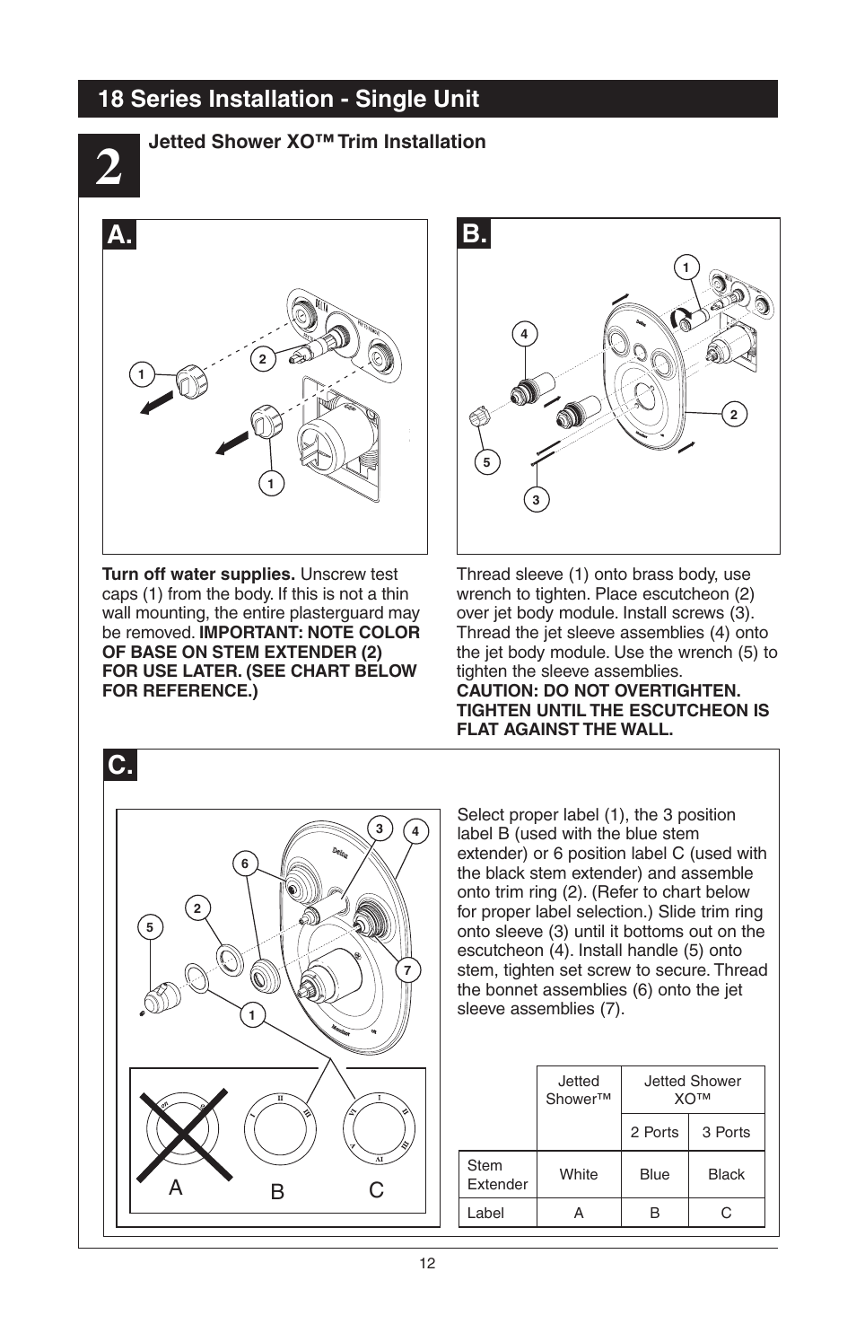 18 series installation - single unit, Ab c | Delta 48313 User Manual | Page 14 / 78