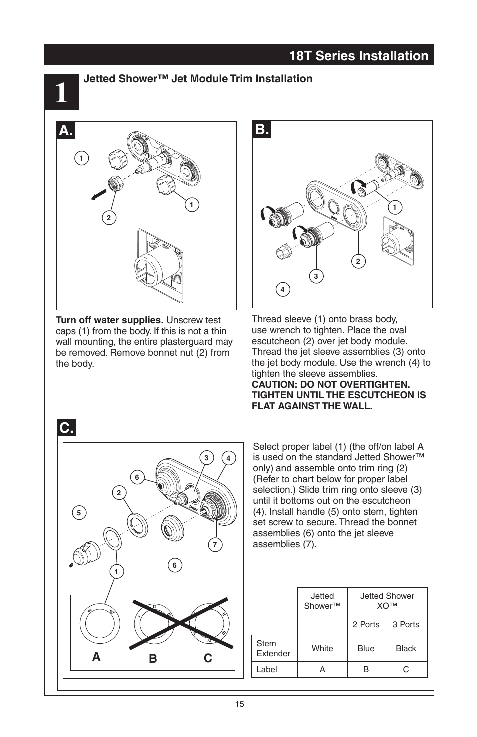 A. b, 18t series installation, Ab c | Delta 48313 User Manual | Page 17 / 78