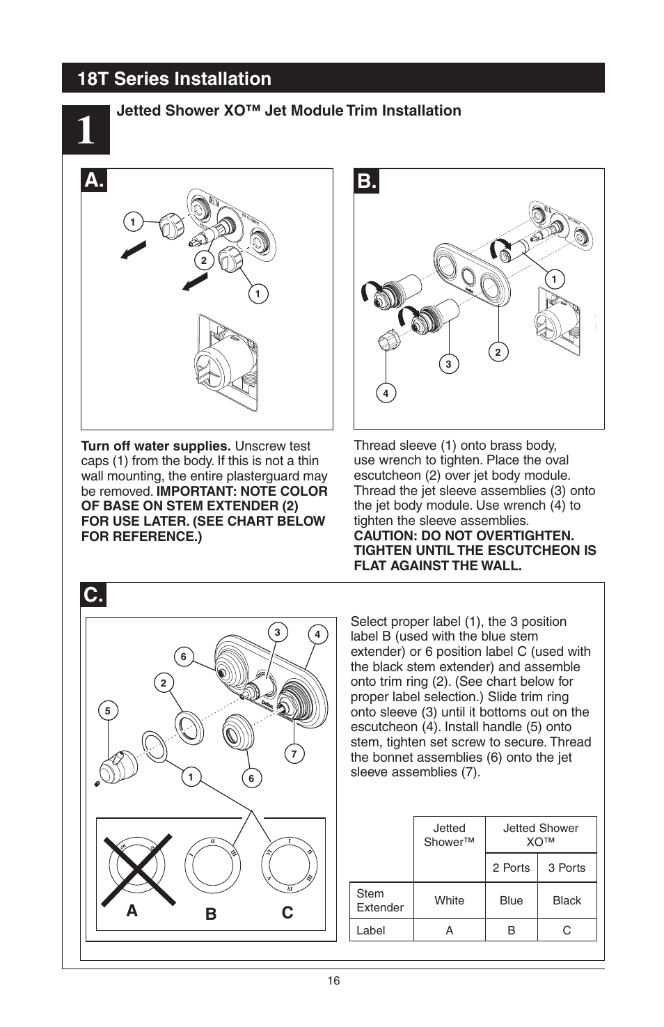 18t series installation, Ab c | Delta 48313 User Manual | Page 18 / 78