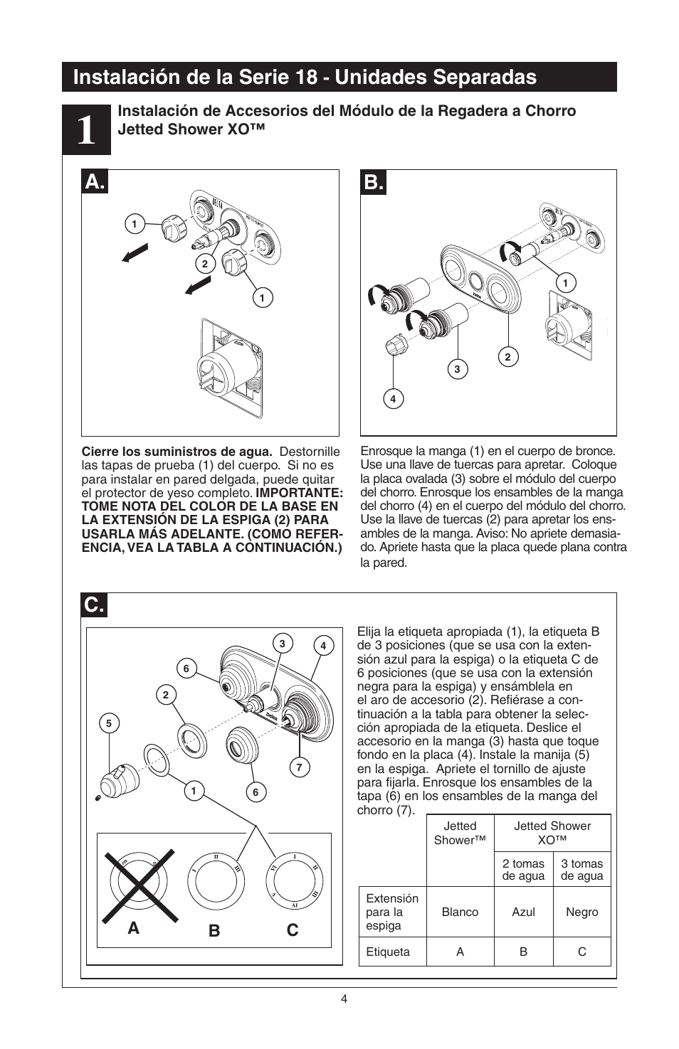 Instalación de la serie 18, Unidades separadas b, Ab c | Delta 48313 User Manual | Page 28 / 78