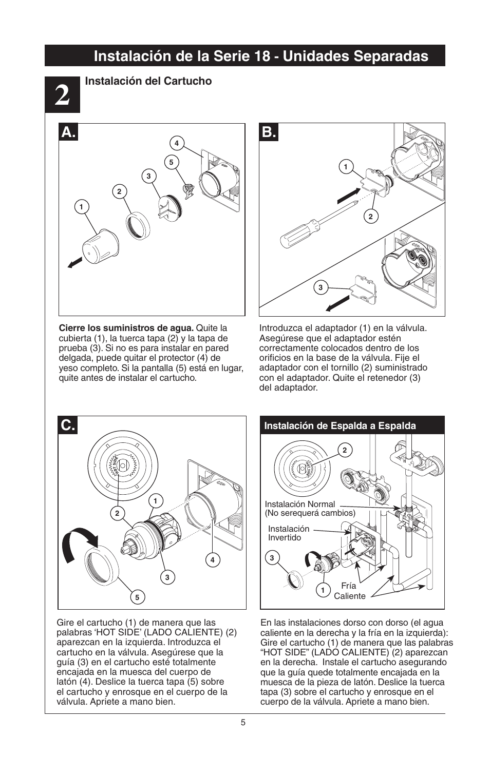 Instalación de la serie 18, Unidades separadas, A. c | Delta 48313 User Manual | Page 29 / 78