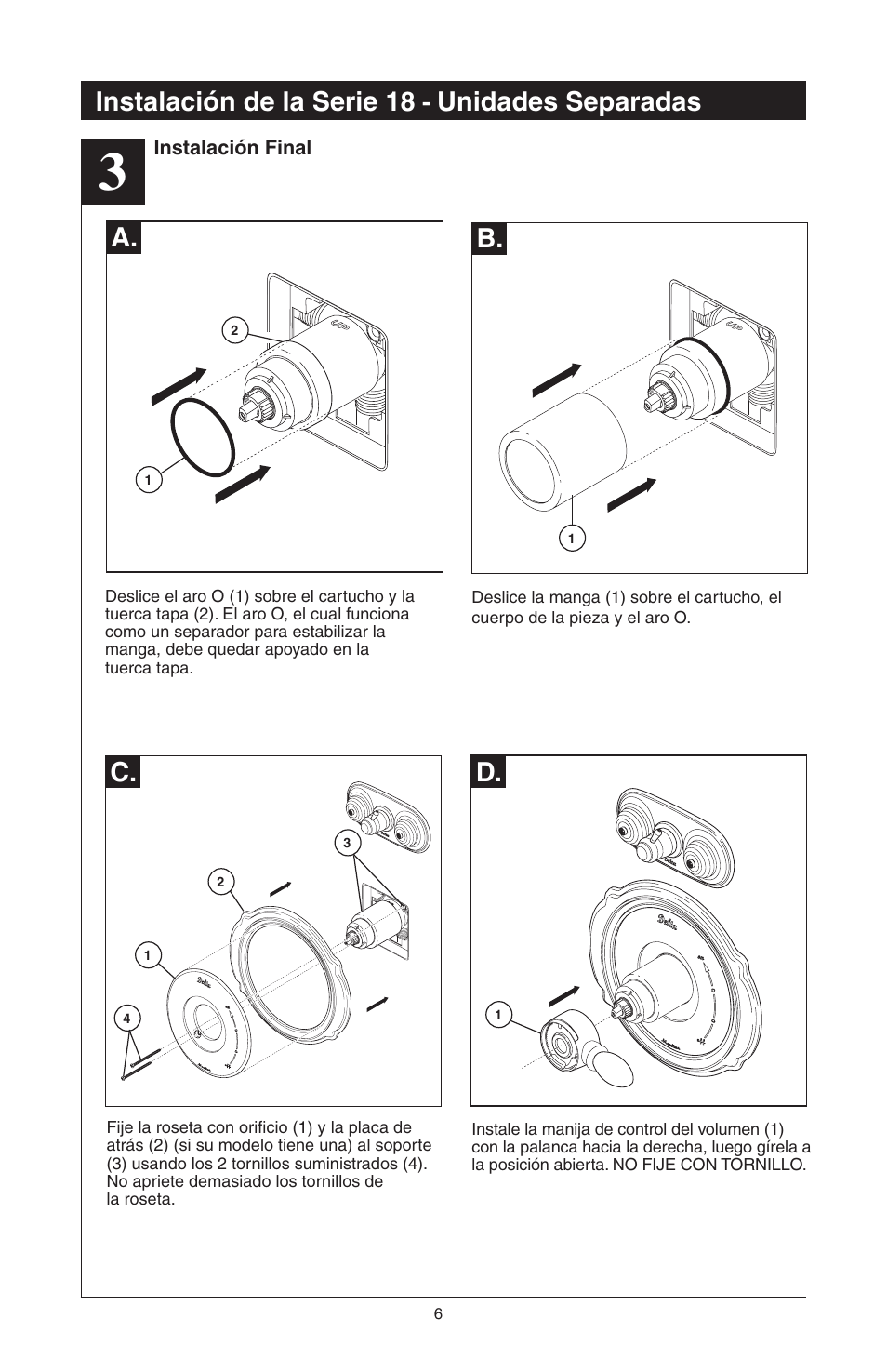 C. d. a. b, Instalación de la serie 18, Unidades separadas | Delta 48313 User Manual | Page 30 / 78