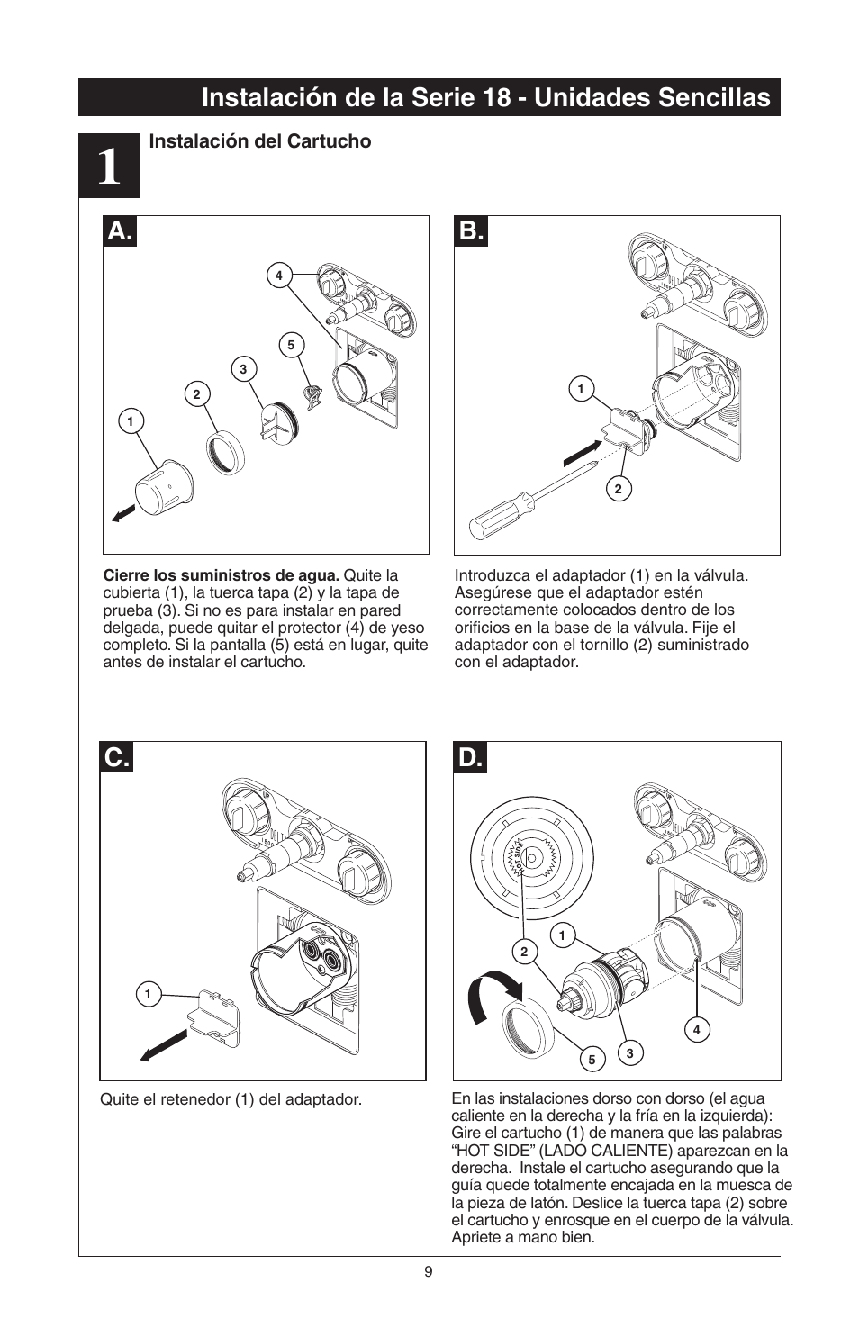 Instalación de la serie 18, Unidades sencillas, A. d | Delta 48313 User Manual | Page 33 / 78