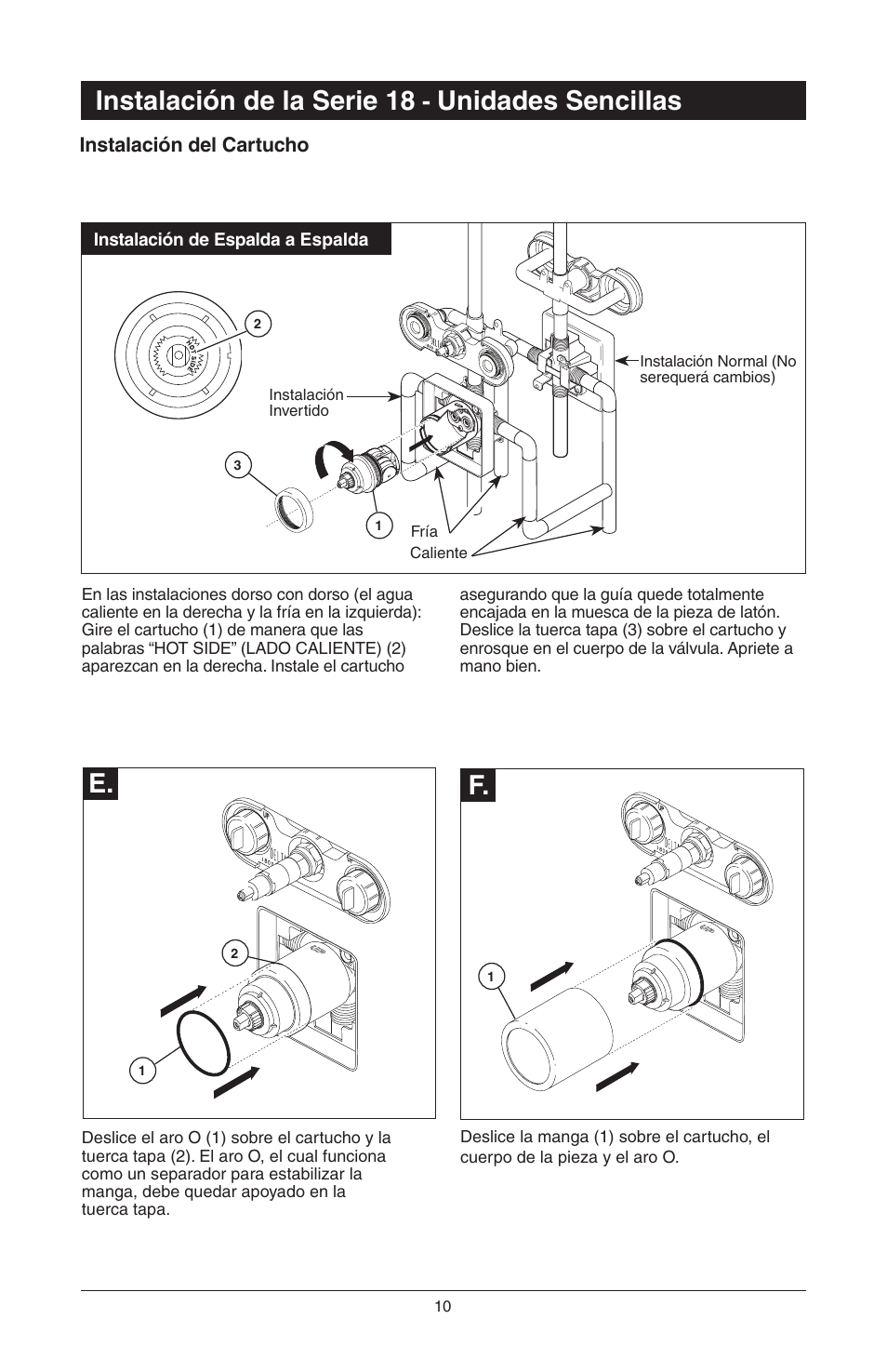 E. f, Instalación de la serie 18, Unidades sencillas | Delta 48313 User Manual | Page 34 / 78