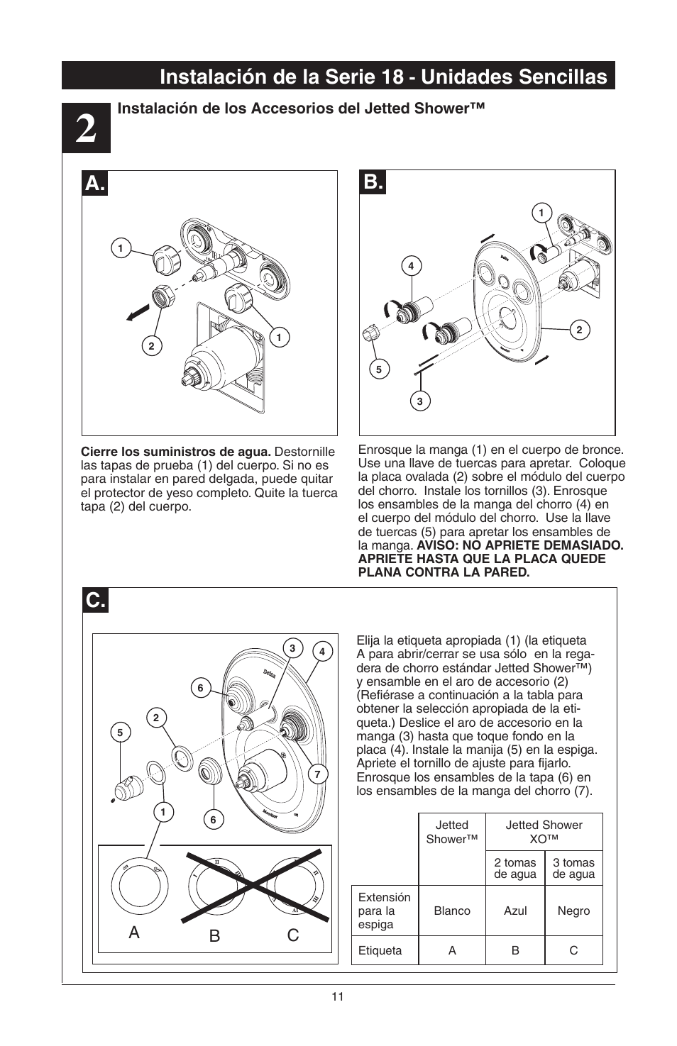 Instalación de la serie 18, Unidades sencillas, Ab c | Delta 48313 User Manual | Page 35 / 78