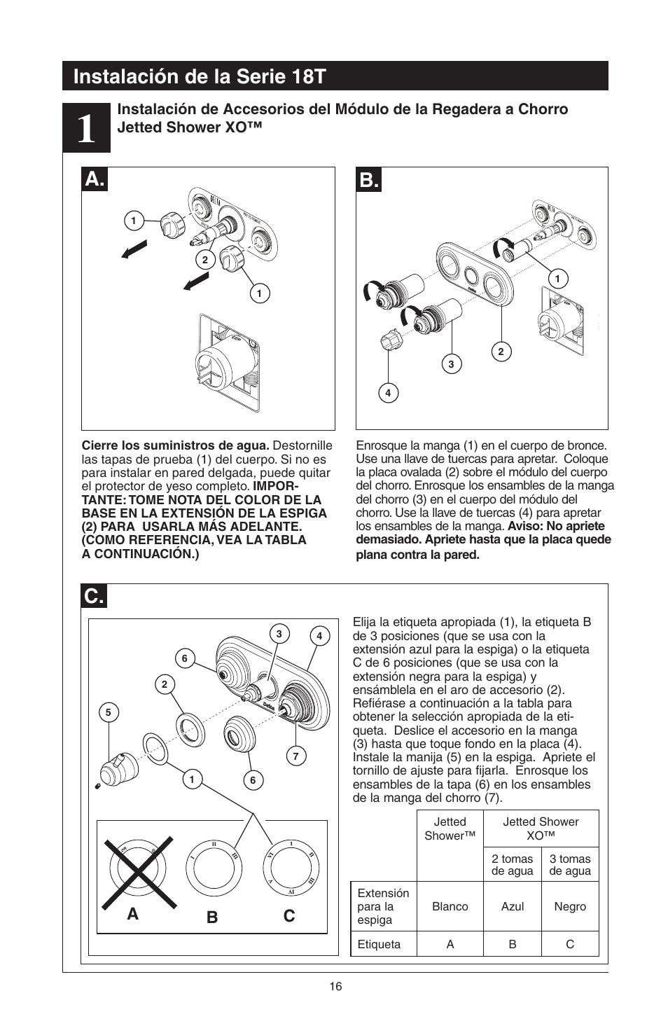 Instalación de la serie 18t b, Ab c | Delta 48313 User Manual | Page 40 / 78