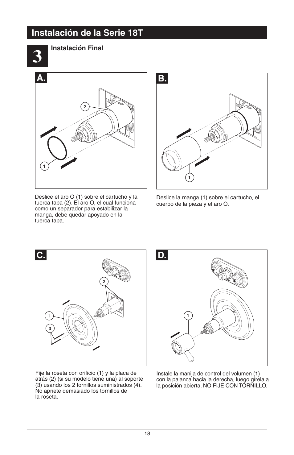 C. d. a. b, Instalación de la serie 18t | Delta 48313 User Manual | Page 42 / 78