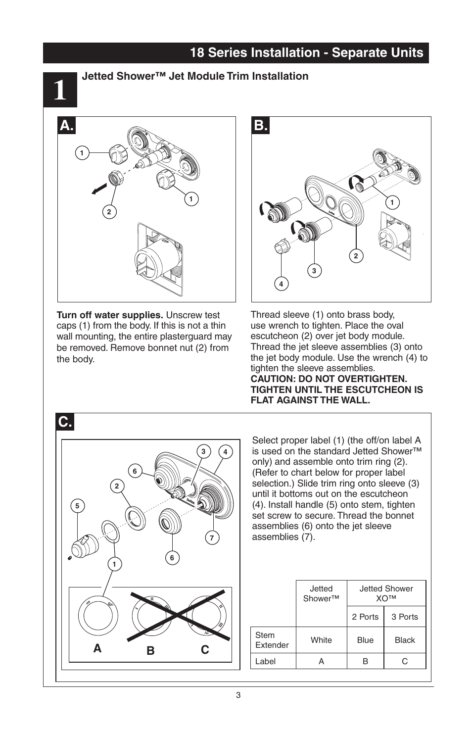 A. b, 18 series installation - separate units, Ab c | Delta 48313 User Manual | Page 5 / 78