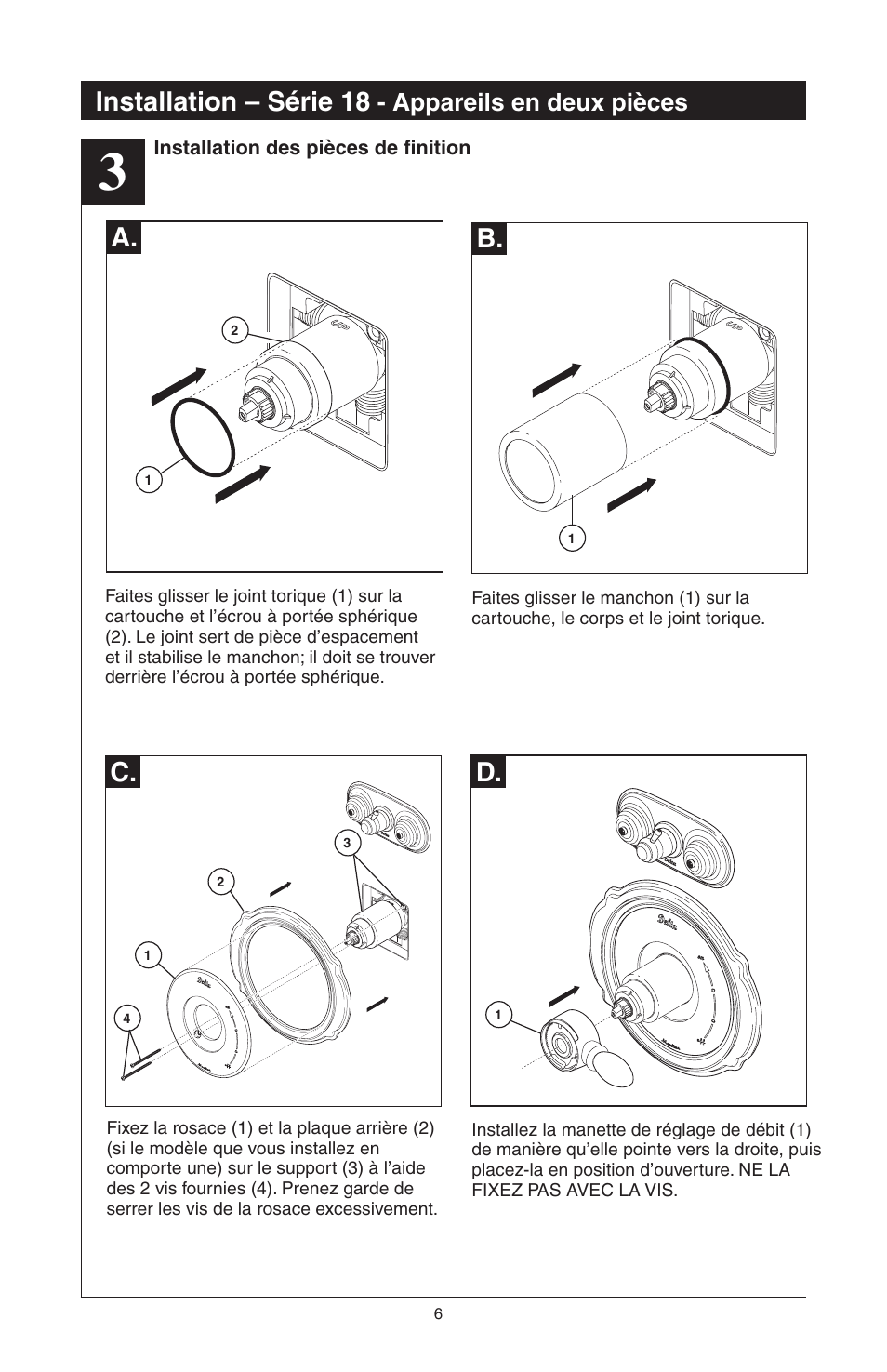 C. d. a. b, Installation – série 18, Appareils en deux pièces | Delta 48313 User Manual | Page 52 / 78