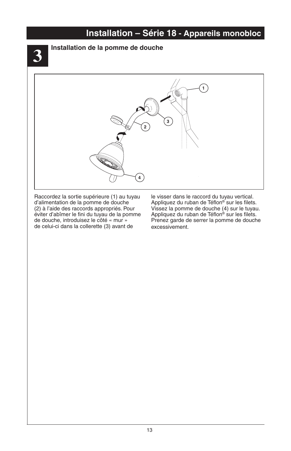 Installation – série 18, Appareils monobloc | Delta 48313 User Manual | Page 59 / 78