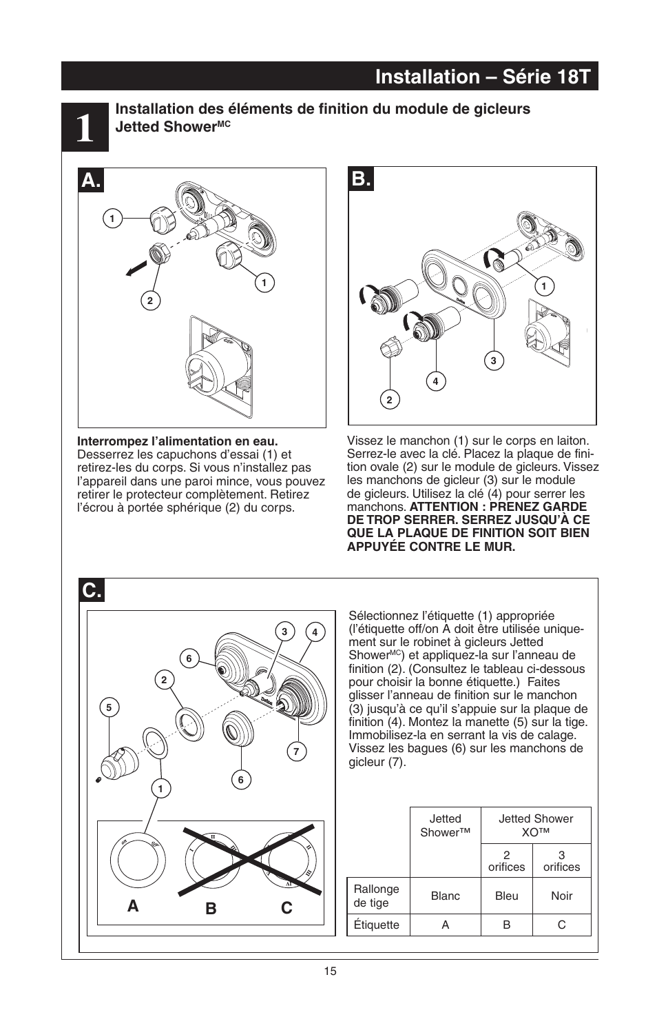 Installation – série 18t a. b, Ab c | Delta 48313 User Manual | Page 61 / 78