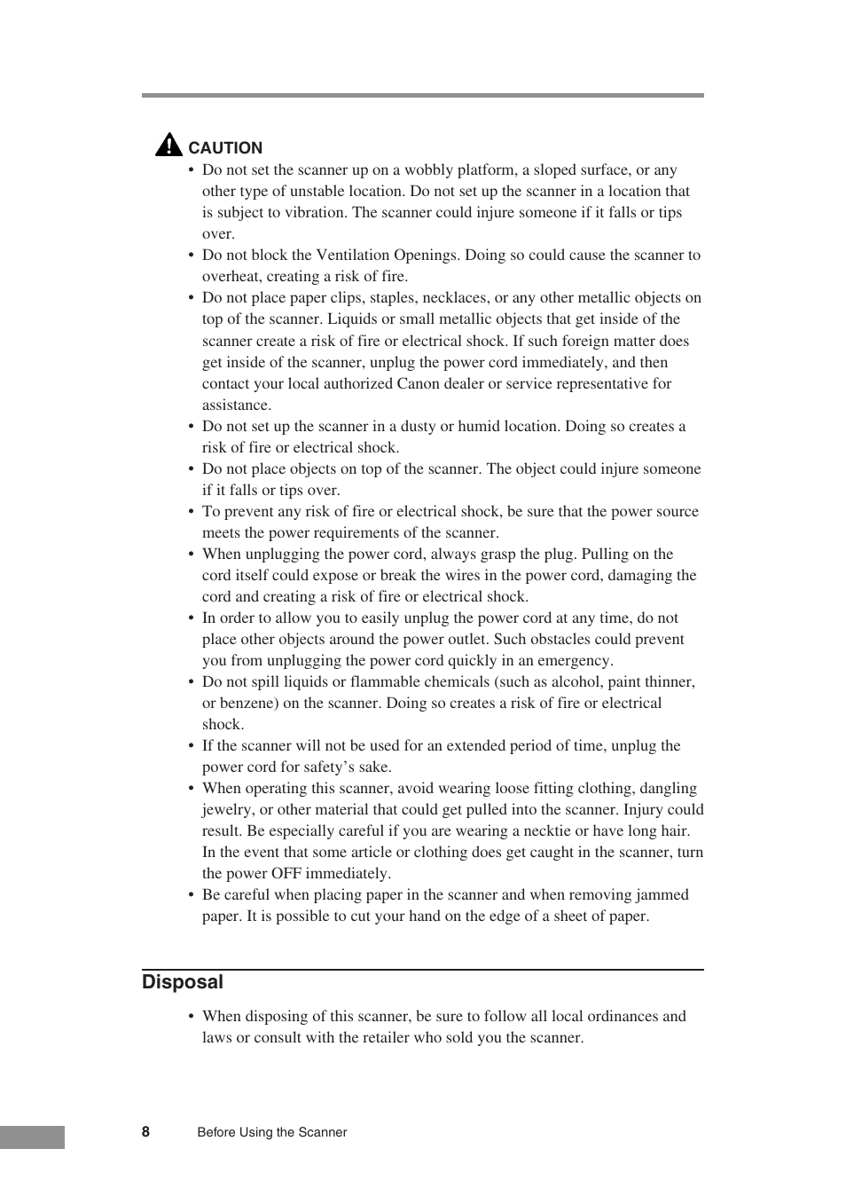 Disposal | Canon DR-5010C User Manual | Page 10 / 96