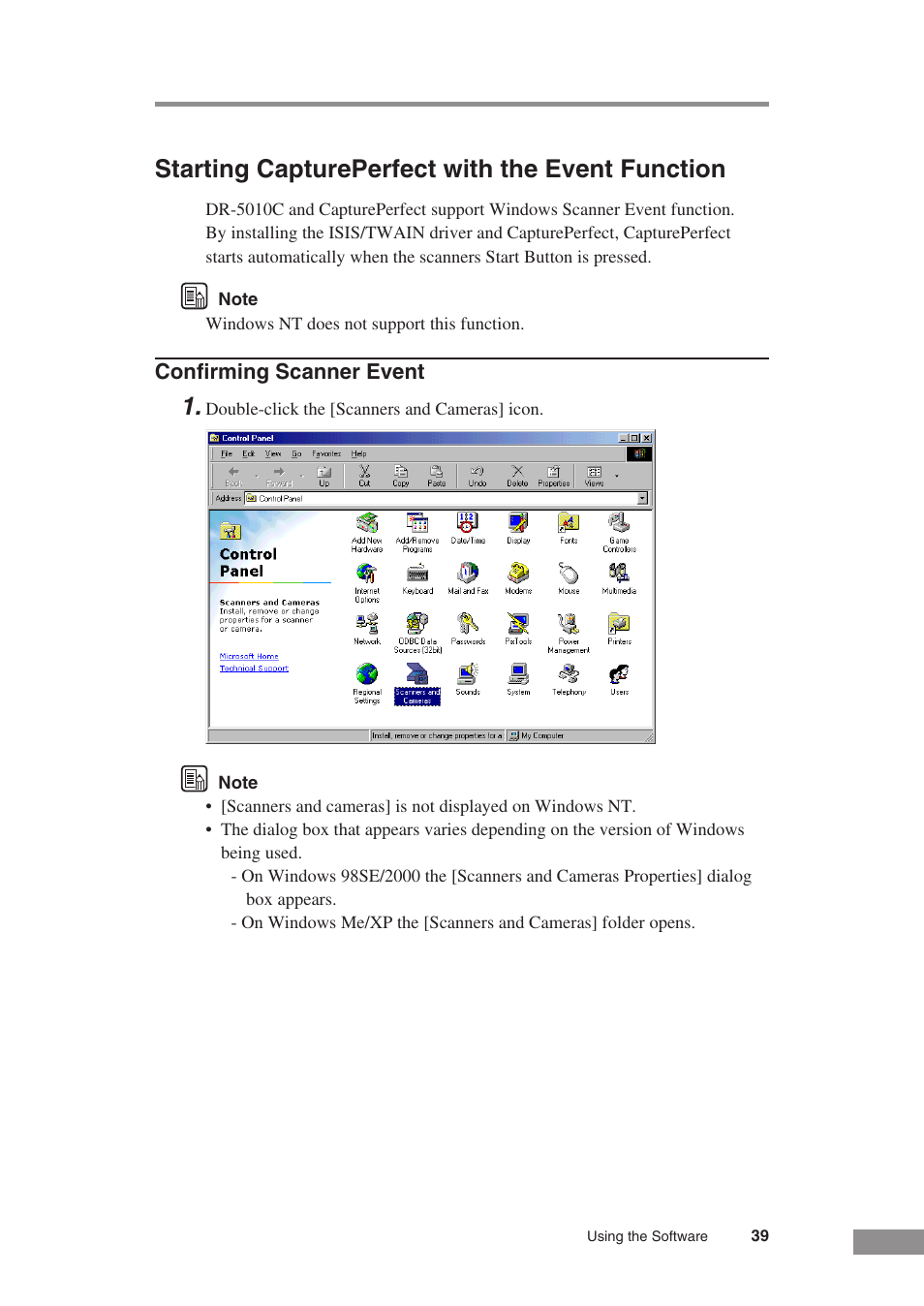 Starting captureperfect with the event function | Canon DR-5010C User Manual | Page 41 / 96