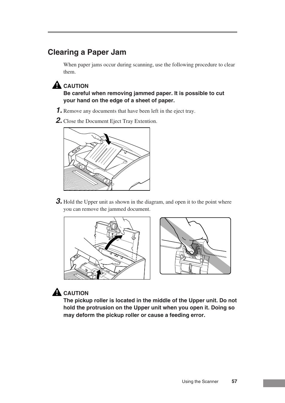 Clearing a paper jam | Canon DR-5010C User Manual | Page 59 / 96