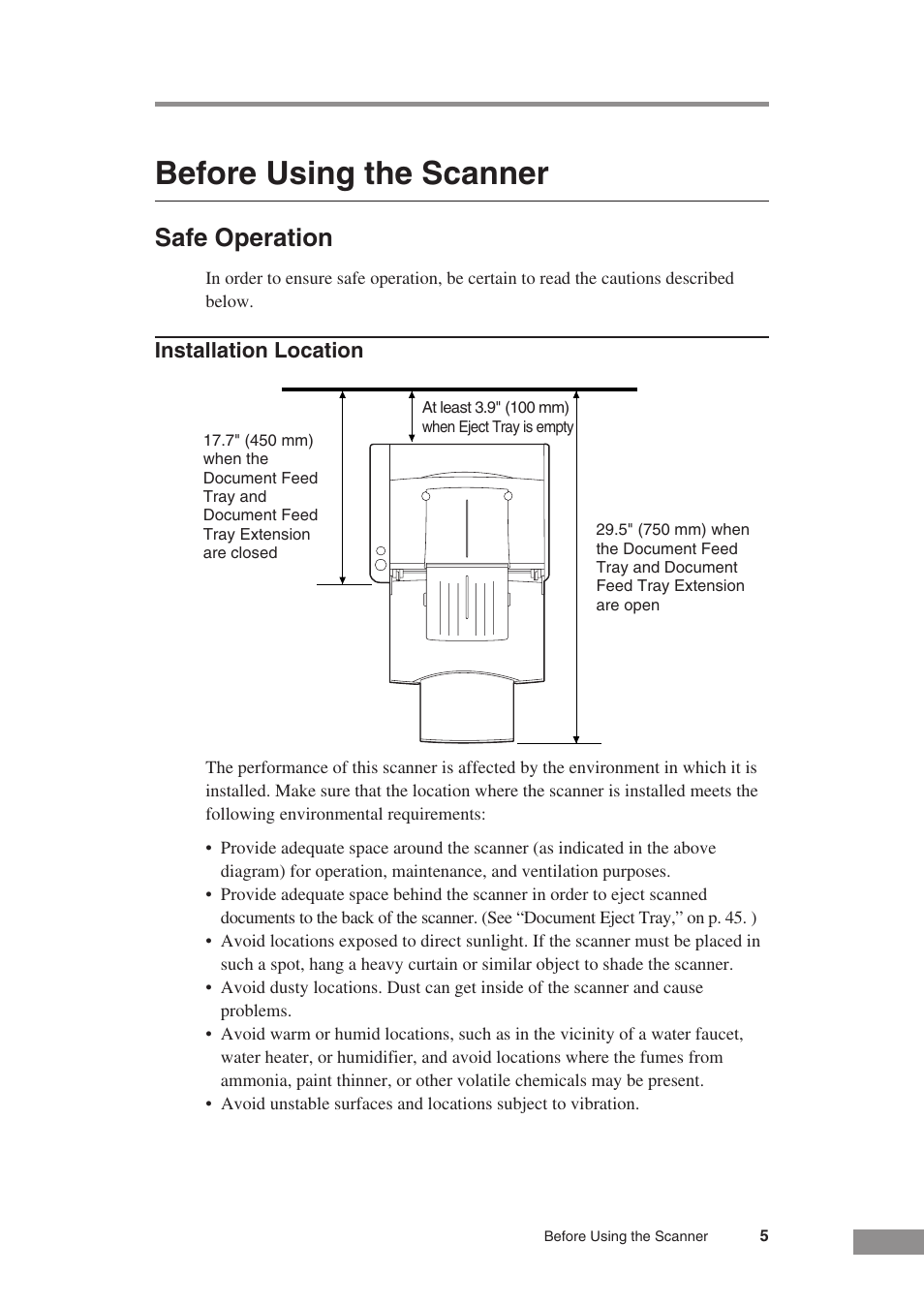 Before using the scanner, Safe operation | Canon DR-5010C User Manual | Page 7 / 96