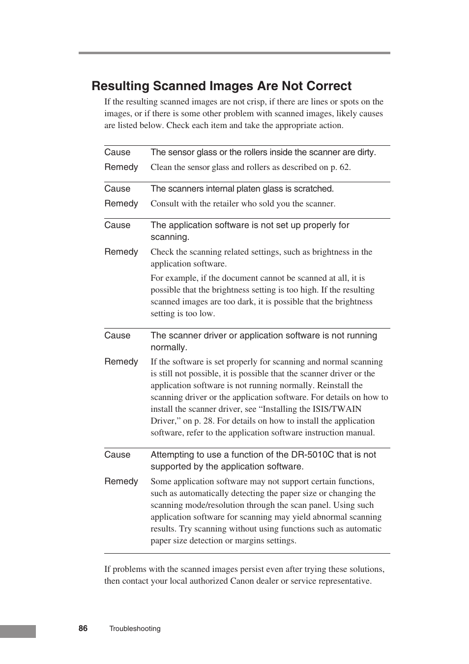 Resulting scanned images are not correct | Canon DR-5010C User Manual | Page 88 / 96