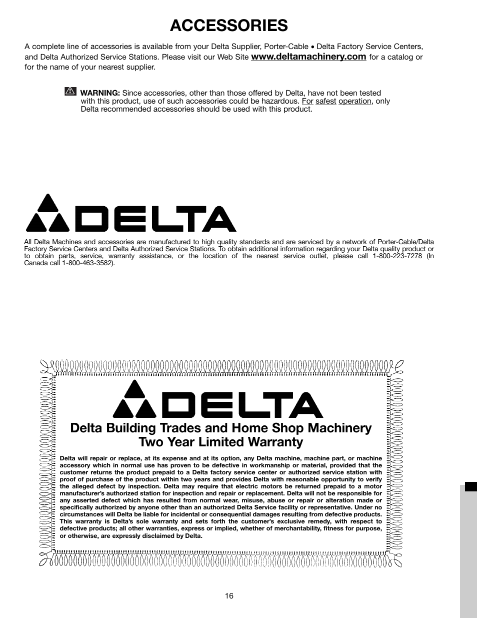 Accessories | Delta 17-900 User Manual | Page 16 / 16