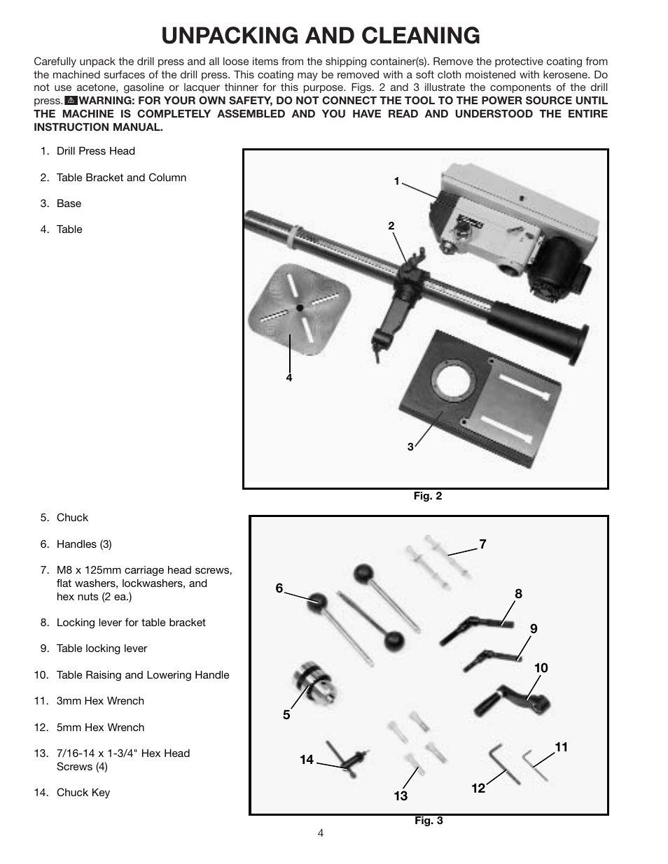 Unpacking and cleaning | Delta 17-900 User Manual | Page 4 / 16