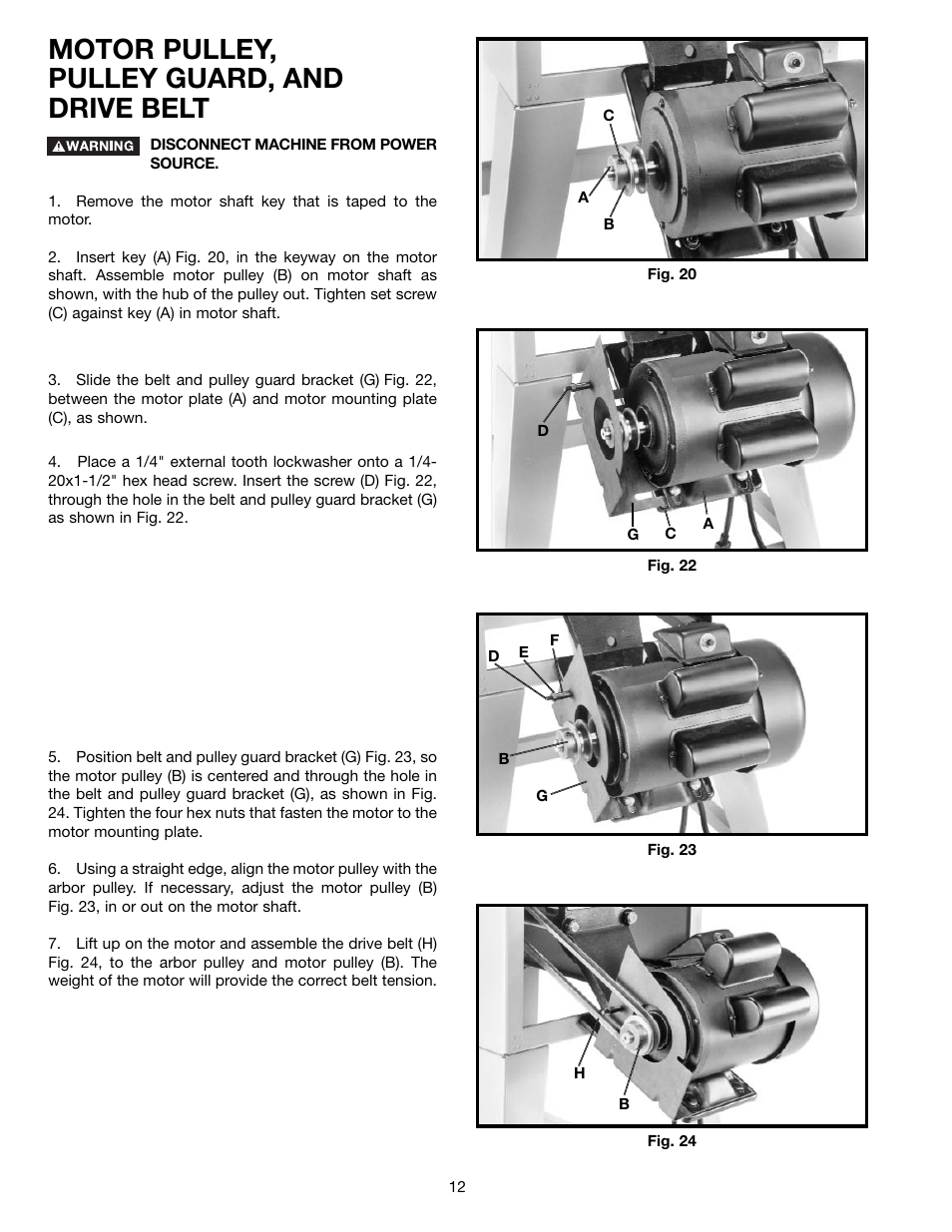 Motor pulley, pulley guard, and drive belt | Delta 36-650 User Manual | Page 12 / 32