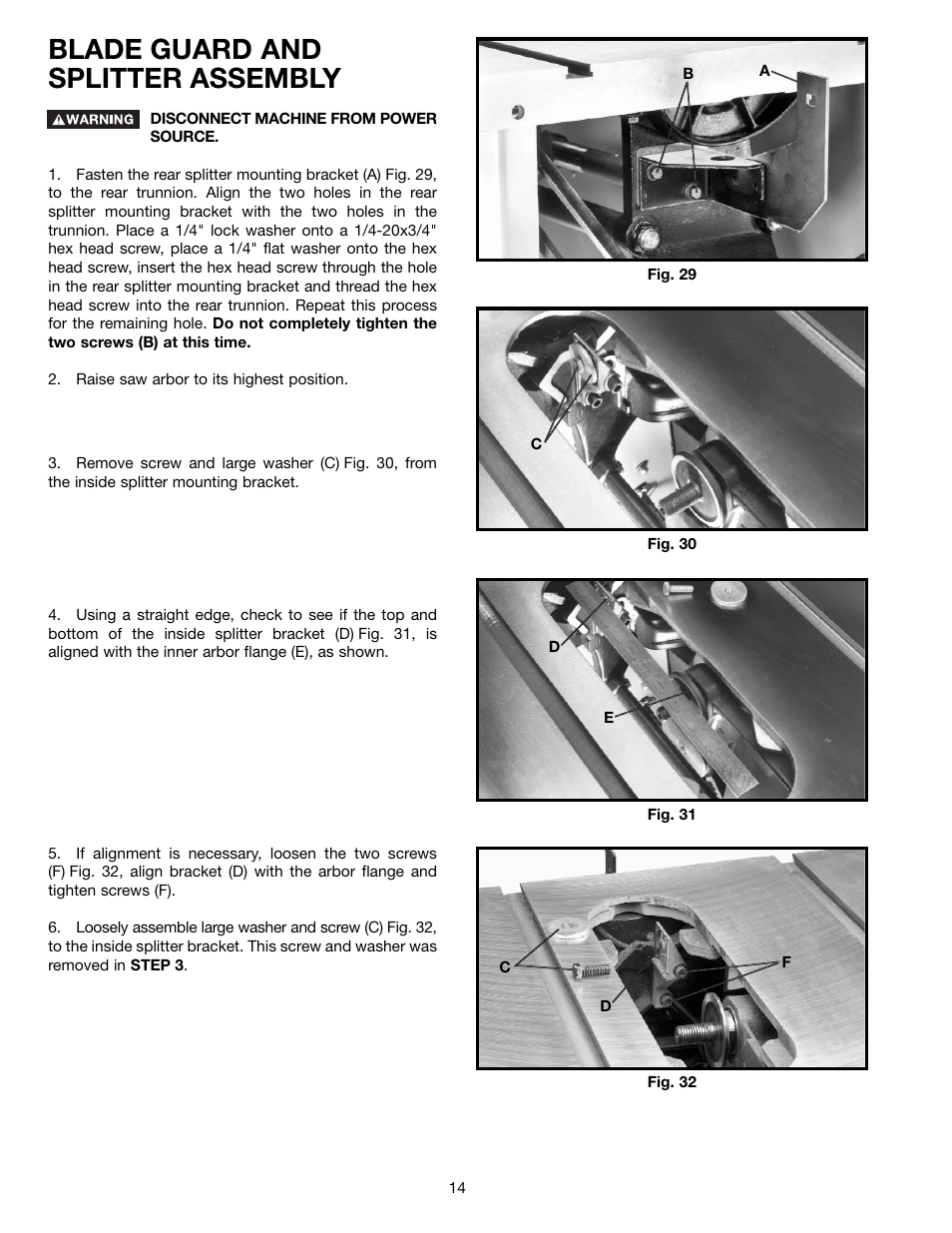 Blade guard and splitter assembly | Delta 36-650 User Manual | Page 14 / 32