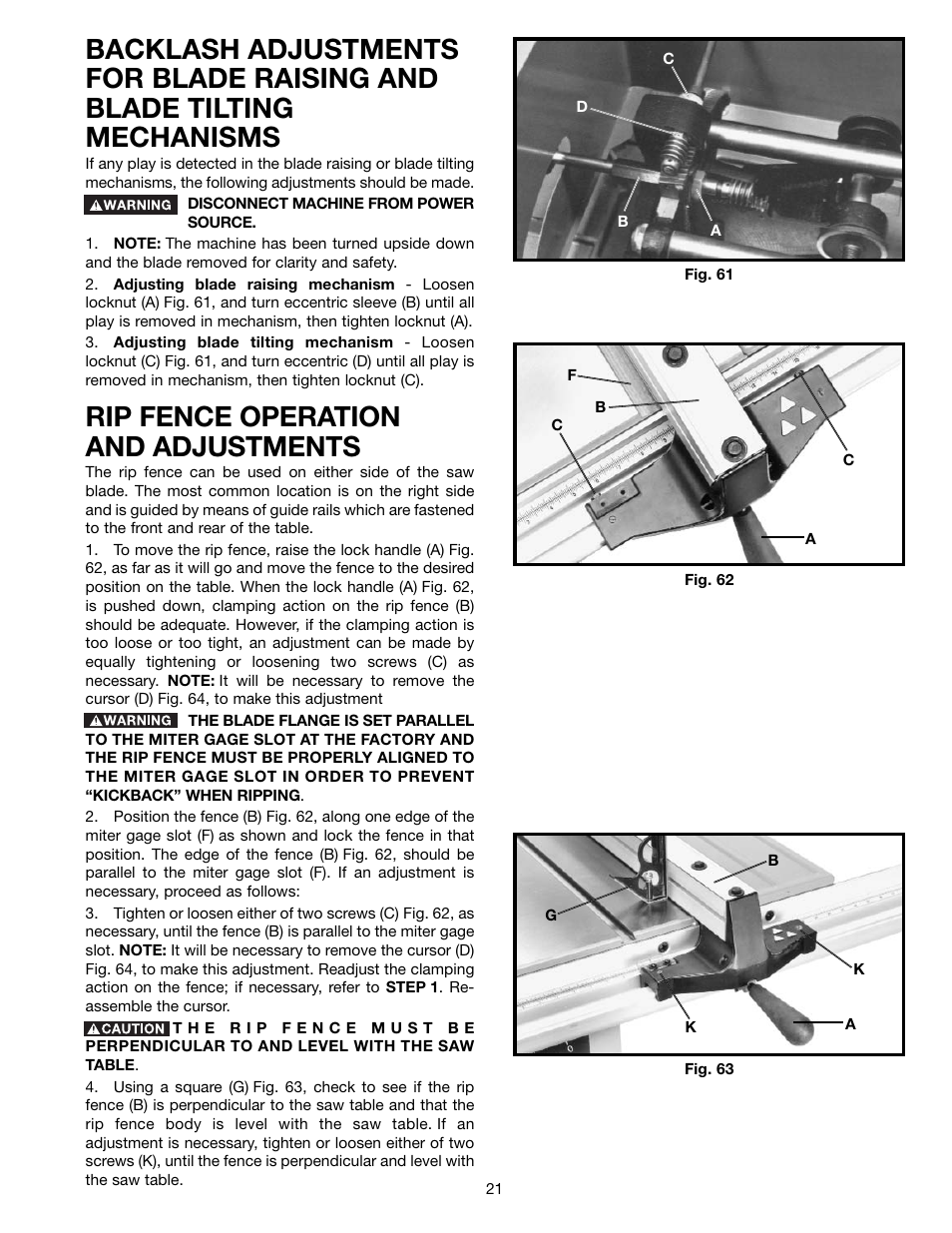 Rip fence operation and adjustments | Delta 36-650 User Manual | Page 21 / 32