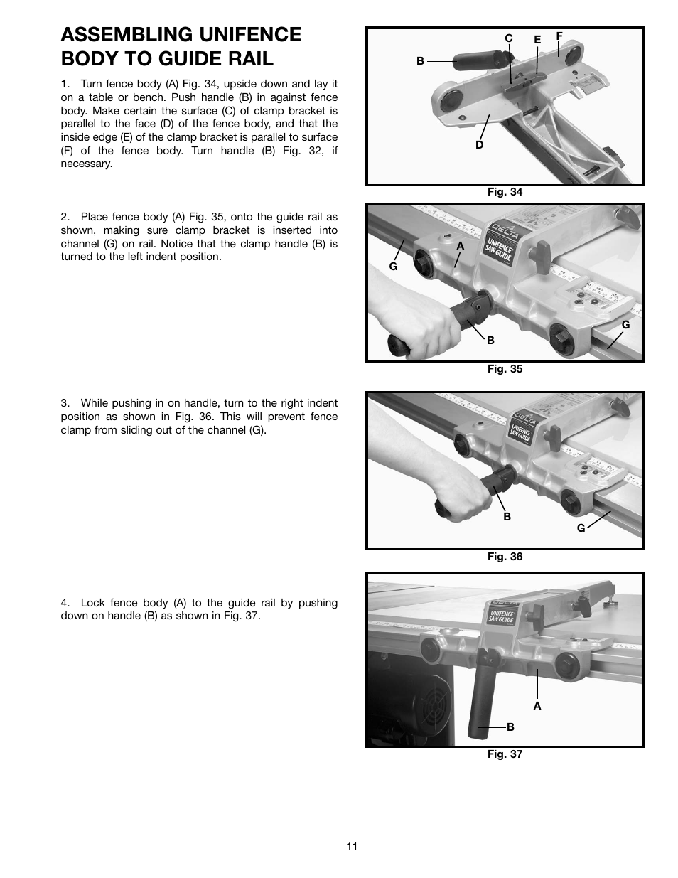 Assembling unifence body to guide rail | Delta 36-902 User Manual | Page 11 / 20