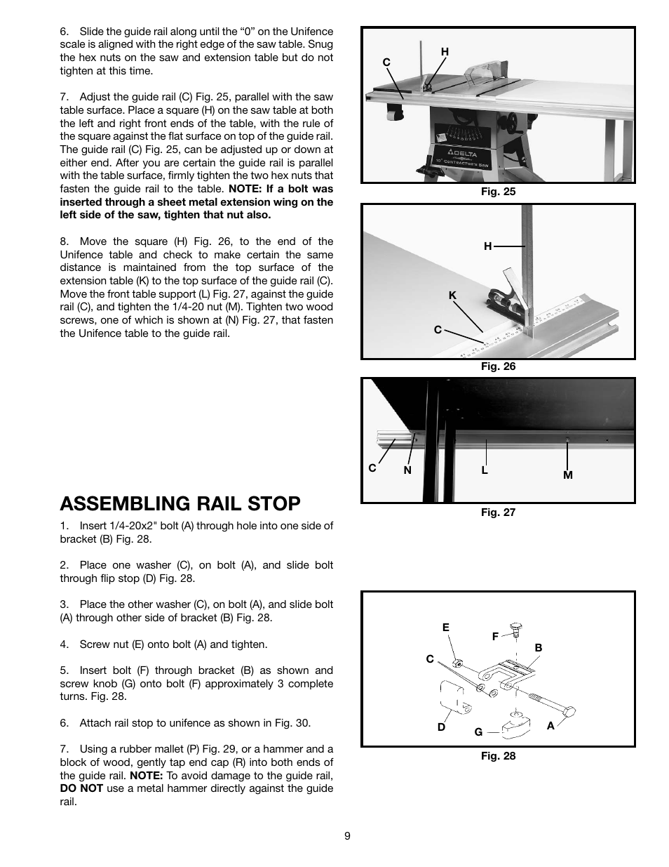 Assembling rail stop | Delta 36-902 User Manual | Page 9 / 20