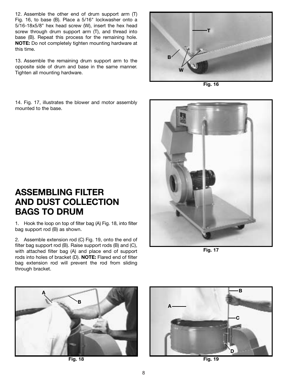 Assembling filter and dust collection bags to drum | Delta 50-851 User Manual | Page 8 / 12