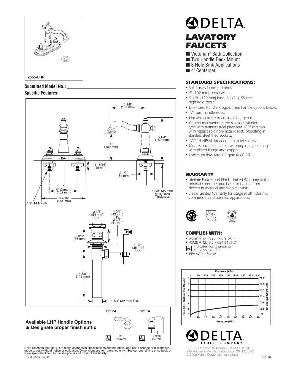 Delta 2555-LHP User Manual | 1 page