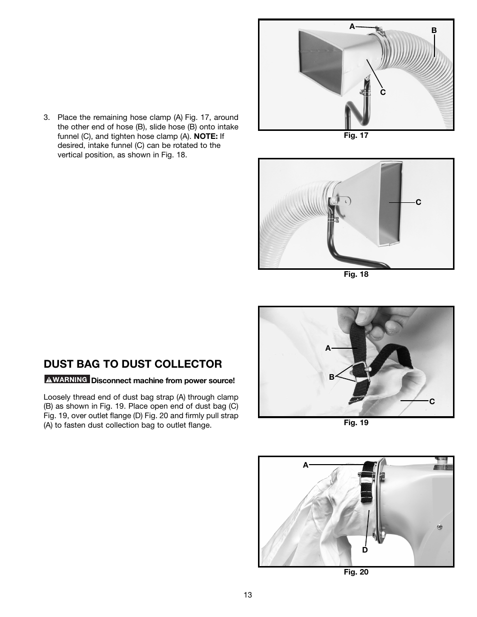 Dust bag to dust collector | Delta AP300 User Manual | Page 13 / 36